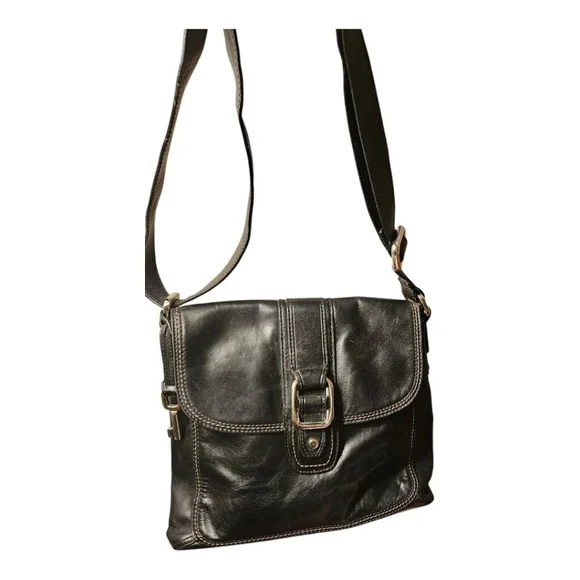 Women's Vintage Fossil Leather Crossbody Bag Black - Picture 7 of 16